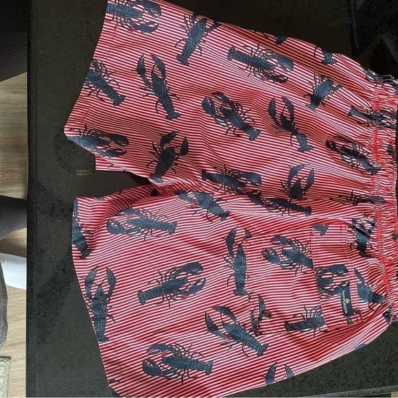 Rainforest Navy Blue Lobster and Red Striped Swim Trunks Size Medium - Picture 6 of 8